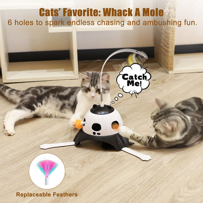 3 in 1 Kitten Toys Automatic Interactive Cat Toy, Fluttering Butterfly, Moving Ambush Feather, Power Supplies, USB Powered,Four Exercise Modes