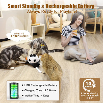 3 in 1 Kitten Toys Automatic Interactive Cat Toy, Fluttering Butterfly, Moving Ambush Feather, Power Supplies, USB Powered,Four Exercise Modes