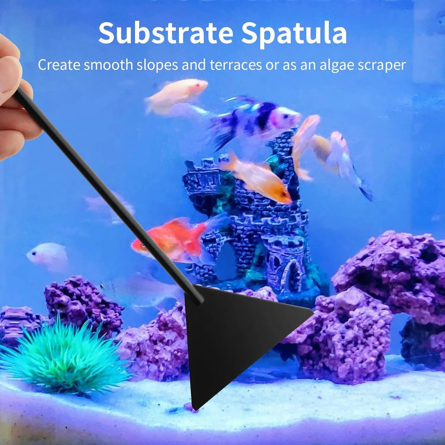 Aquarium Aquascape Tools Kit - 4 in 1 Terrarium Decor Supplies with Long Tweezers Feeding Tongs, Aquarium , Algae Scraper, Live Fish Accessories Cleaning Trimming Kit