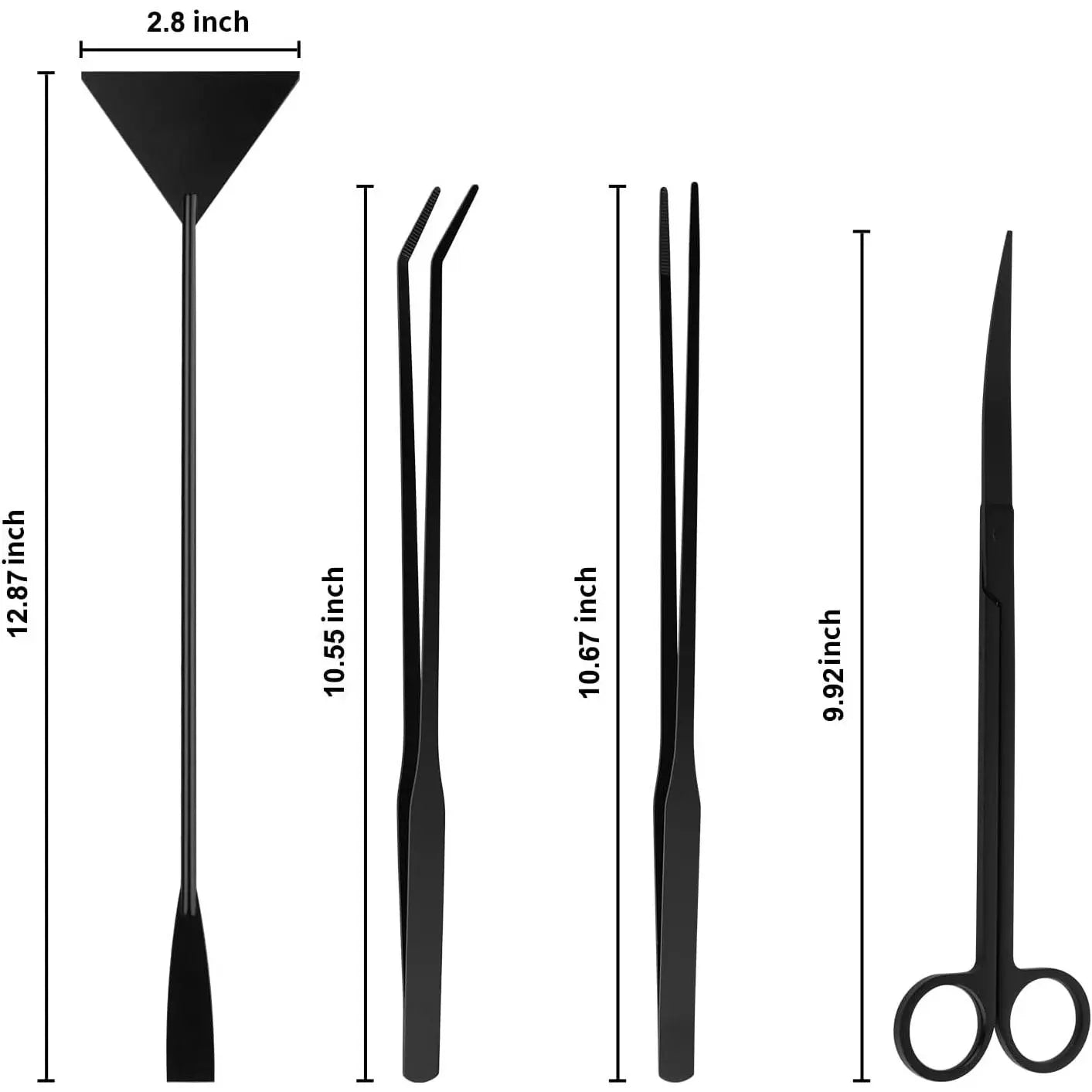 Aquarium Aquascape Tools Kit - 4 in 1 Terrarium Decor Supplies with Long Tweezers Feeding Tongs, Aquarium , Algae Scraper, Live Fish Accessories Cleaning Trimming Kit