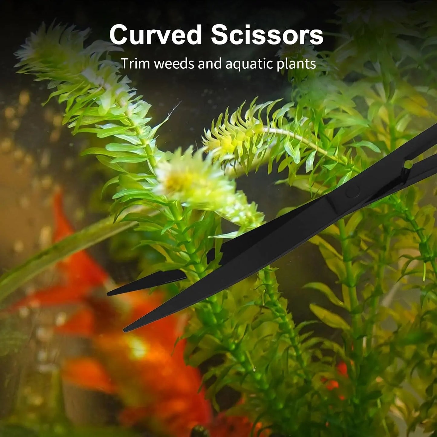 Aquarium Aquascape Tools Kit - 4 in 1 Terrarium Decor Supplies with Long Tweezers Feeding Tongs, Aquarium , Algae Scraper, Live Fish Accessories Cleaning Trimming Kit