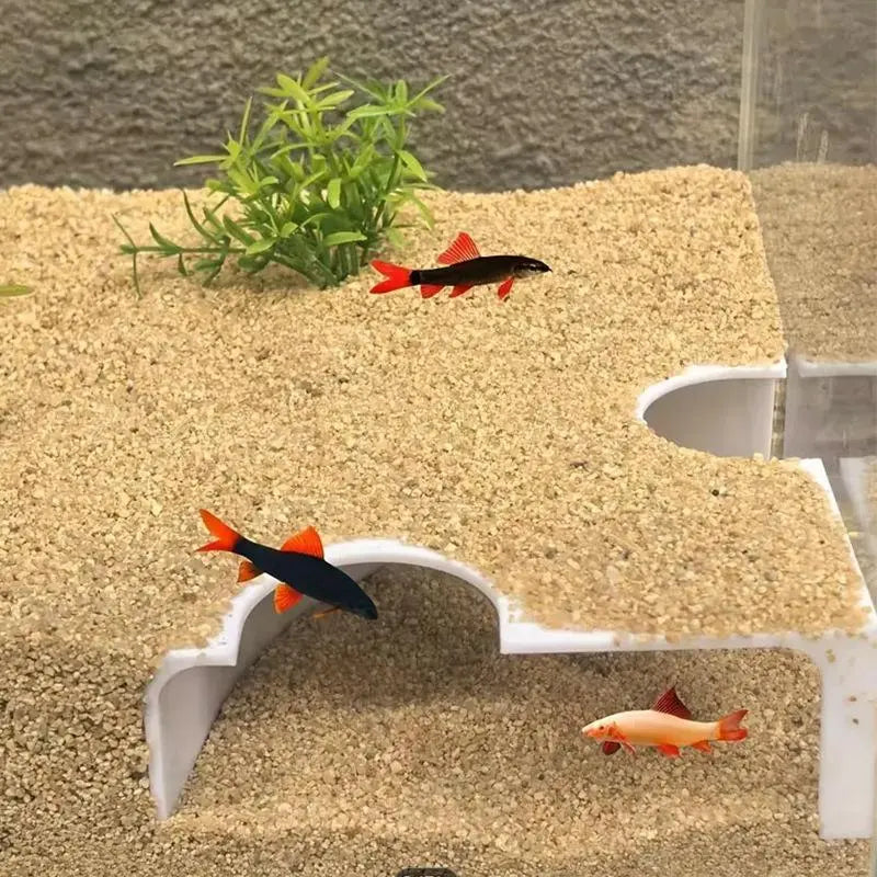 3D Dual-Entry Bionic Gravel Cave, Aquarium Eco Fish Tunnel & Reptile Underground Observatory Nest, Amphibious Habitat for Aquatic/Terrestrial Pets